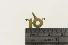 14K Yellow Gold 10 Number Ten Good Luck Perfect Score Charm/Pendant