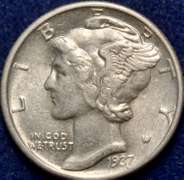 1937 Mercury Dime BU