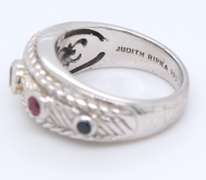 Judith Ripka 925 Sterling Silver Multi Gemstone Band