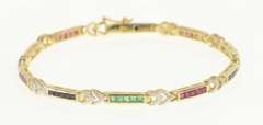 14K Yellow Gold 3.50 Ctw Ruby Sapphire Diamond Tennis Bracelet