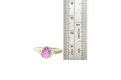 14K White Gold Oval Syn. Star Ruby Diamond 1940's Statement Ring