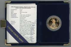 Much better date 1996-W Gem PROOF $25 Gold Eagle. Velvet box/COA