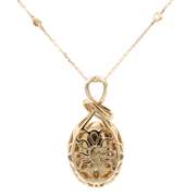 New 12.57ct Ethiopian Opal and 0.46ctw Diamond Frame Pendant Necklace in 14K