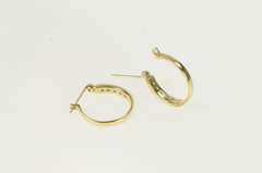 10K Yellow Gold Vintage Diamond Classic 15.5mm Hoop Earrings