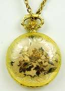 Ladies Vintage Swiss Pocket Watch & Chain - Runs