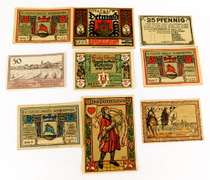 9 Foreign Paper Bills, All 1920's
