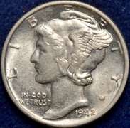 1942 Mercury Dime BU