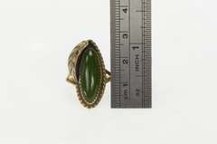 Gold Filled Nephrite Southwestern Feather Leaf Vintage Ring