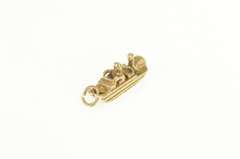 14K Yellow Gold 3D Sled Paddle Boat with Person & Swan Charm/Pendant