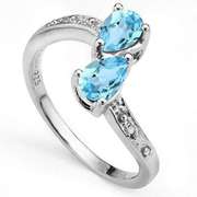 1.00 CT BABY SWISS BLUE TOPAZ SILVER RING