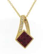 Favorite Yellow Gold Ruby and Diamond Pendant on Chain