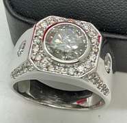 CERTIFIED MENS 14K WHITE GOLD AND DIAMOND RING
