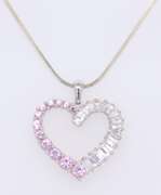 Vintage 925 Sterling Silver Cubic Zirconia Heart Shaped Pendant on Chain