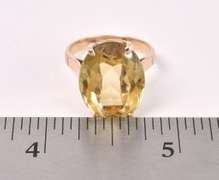 Large Citrine Ring In 14K Yellow Gold