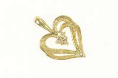 10K Yellow Gold Diamond Cluster Heart Love Symbol Pendant
