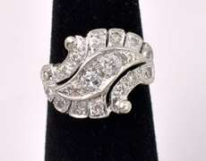 Shiny Diamond Ring In 14K White Gold