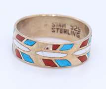 Vintage 925 Sterling Silver Turquoise Band