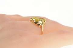 10K Yellow Gold 1940's Handmade Quartz Ornate Statement Ring