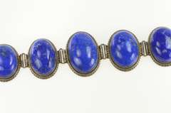 Sterling Silver Oval Lapis Lazuli Cabochon Southwestern Bracelet