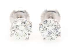 Elegant 1.44ctw Round Diamond Solitaire Stud Earrings