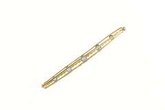 14K Yellow Gold Victorian Oval Sapphire Seed Pearl Bar Pin/Brooch