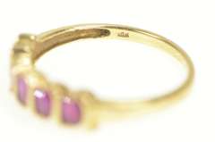 14K Yellow Gold Five Stone Oval Natural Ruby Band Ring