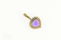 14K Yellow Gold Heart Amethyst Diamond Halo Love Symbol Pendant
