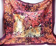 Ferragamo Cheetah Scarf with Purple Boarder