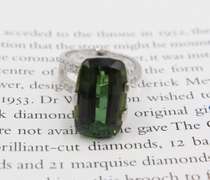 Unique 18kt White Gold Tourmaline and Diamond Ring