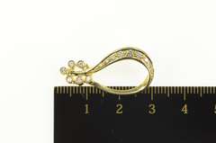 14K Yellow Gold 0.27 Ctw Diamond Ornate Floral Loop Slide Pendant