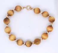 Fantastic Yellow Gold Tiger Eye's Bead Bracelet