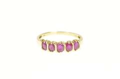 14K Yellow Gold Five Stone Oval Natural Ruby Band Ring