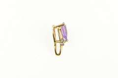 14K Yellow Gold Pear Amethyst Diamond Accent Statement Pendant