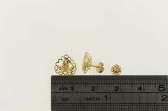14K Yellow Gold Heart Scalloped Filigree Love Symbol Stud Earrings