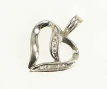 10K White Gold Classic Diamond Heart Love Symbol Curvy Pendant