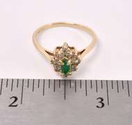 Lovely Emerald Ring with Diamonds In 14K Yellow Gold