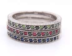 Wht an Amazing Set of 3 Fancy Sapphires Stacking Bands