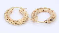 Lovely Yellow Gold Rope Chain Oval Hoop Earrings