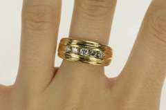 14K Yellow Gold 0.60 Ctw Five Stone Men's Diamond Wedding Ring