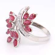 Attractive Marquoise Ruby and Diamond Spray Ring