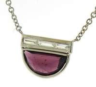Amazingly Unique Rhodolite and Baguette Diamond Necklace