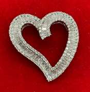 14K WHITE GOLD DIAMOND HEART PENDANT 5.00 CARATS