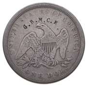 1865 Seated Liberty Dollar - Counterstamped "G.B.M.C.E."