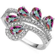 2/3 CT MYSTIC GEMSTONE SILVER RING
