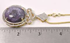 Dazzling Massive 45.00CTS Oval Cabochon-Cut Ruby and Approx. 2.25CTW White Sapphire Pendant Necklace