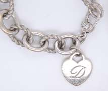 Judith Ripka 925 Sterling Silver Bracelet with D Initial Charm