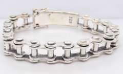Skull Bike Chain Heavy Bracelet in 925 Sterling Silver