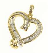 10K Yellow Gold Wavy Curvy Heart Love Symbol Pendant