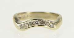 14K Yellow Gold Wavy Diamond Curvy Wedding Band Ring