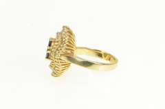 14K Yellow Gold Sapphire Diamond Ballerina Halo Engagement Ring